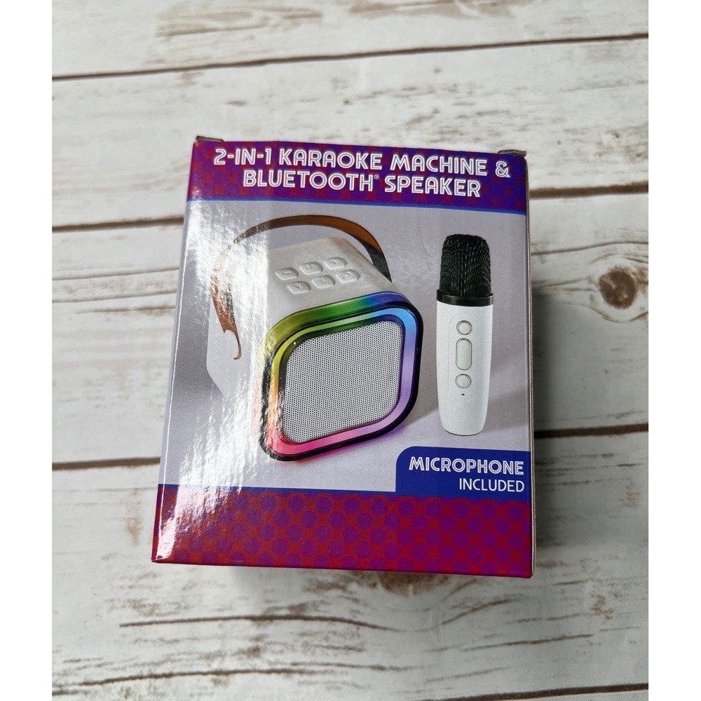 NIB Think Positive! Karaoke Machine Bluetooth Speaker‎ Kids White Rainbow